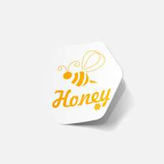 Realistic paper sticker: honey