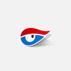 Realistic paper sticker: eye