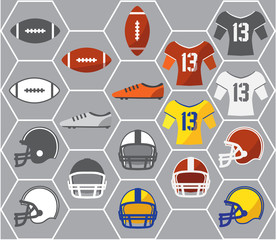 Icons of American football gears. Vector illustration.