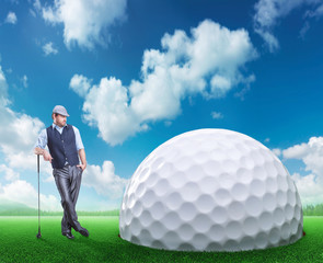 Businessman playing golf
