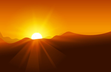 Abstract yellow sunset with defocused lights