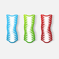 Paper clipped sticker: with the curvature of the spine to the