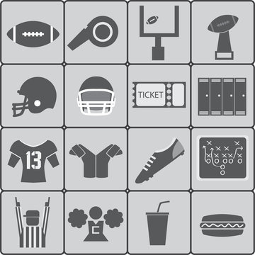Icons of American football. Vector illustration.