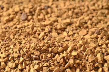 Light brown powder of instant coffee