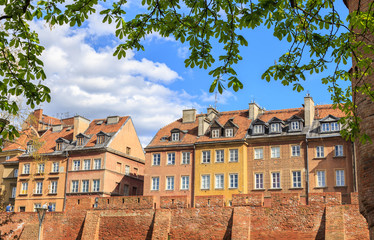Warsaw- old town, tenement houses & medieval wallsl © stepmar