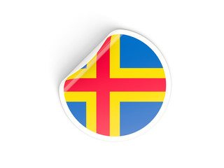Round sticker with flag of aland islands