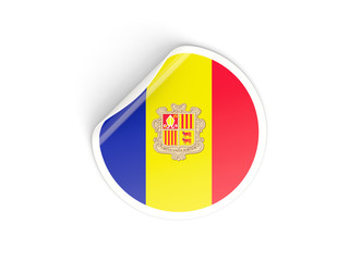 Obraz premium Round sticker with flag of andorra