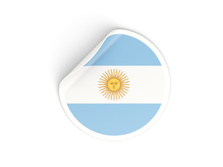 Round sticker with flag of argentina