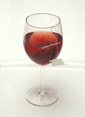 tea and teabag in wine glass