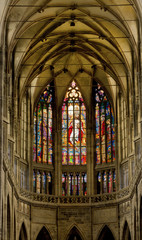 Obraz premium Stained glass windows of St. Vitus in Prague, Czech Republic.