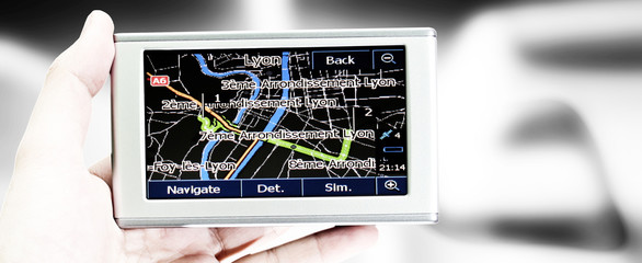 Gps in a man hand.