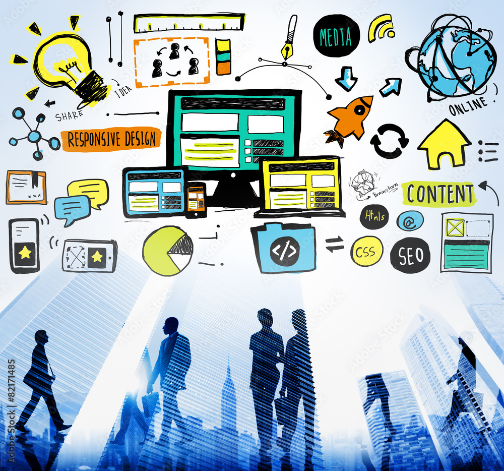 Poster responsive design responsive quality content share concept