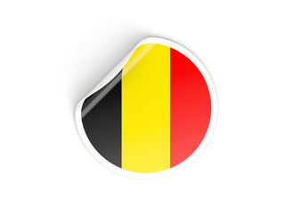 Fototapeta premium Round sticker with flag of belgium