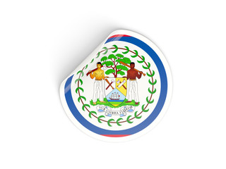 Round sticker with flag of belize