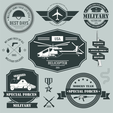 military set label template of emblem element for your product