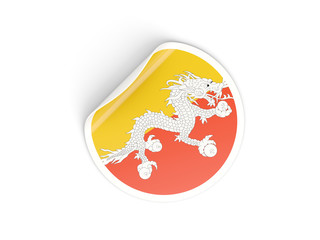 Round sticker with flag of bhutan