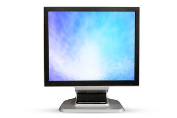 Computer Monitor blank white screen. Isolated on white backgroun