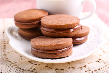 Chocolate cream sandwich biscuits