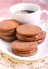 Chocolate cream sandwich biscuits