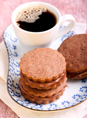 Chocolate cream sandwich biscuits