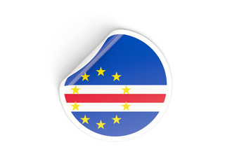 Obraz premium Round sticker with flag of cape verde