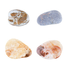 Stone sea pebbles isolated on white background