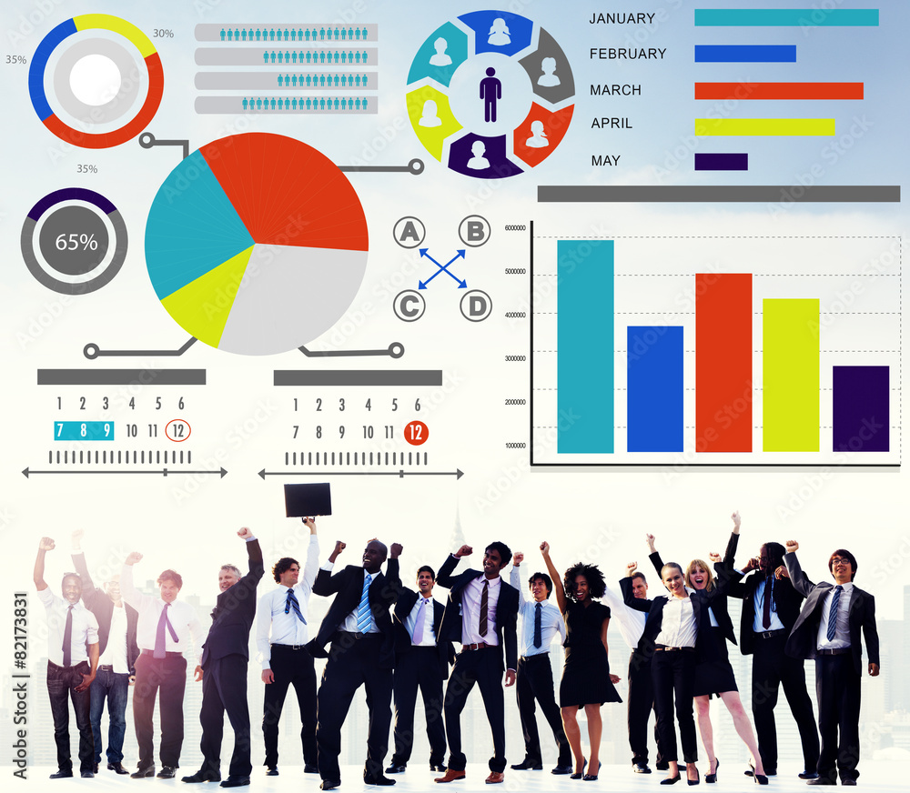 Poster bar graph chart data information infographic report concept