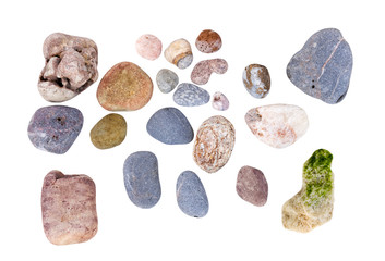 Fototapeta na wymiar Stone sea pebbles isolated on white