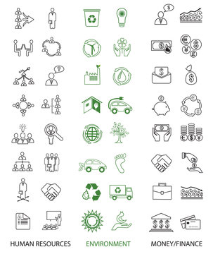 Set of 48 icons: environment,business and finance