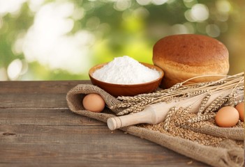 Wheat. Organic ingredients for bread preparation