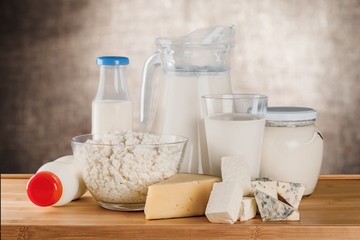 Milk. Photo of milk products.