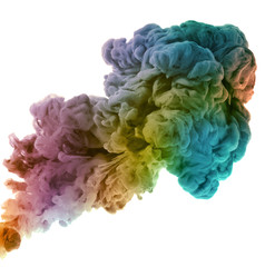 Acrylic colors and ink in water. Abstract background.