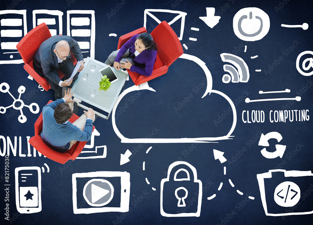 Poster cloud computing network online internet storage concept