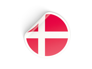 Obraz premium Round sticker with flag of denmark