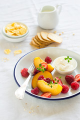 Peaches and raspberry