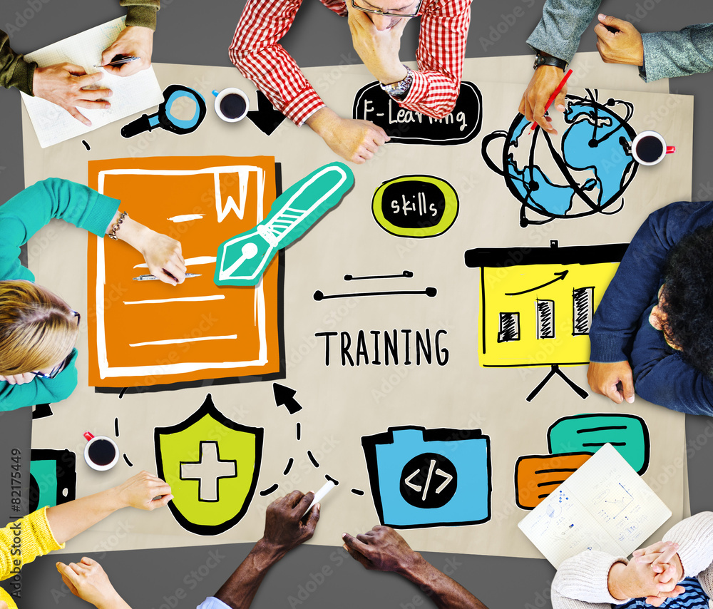 Poster knowledge training e-learning skills start up launch concept
