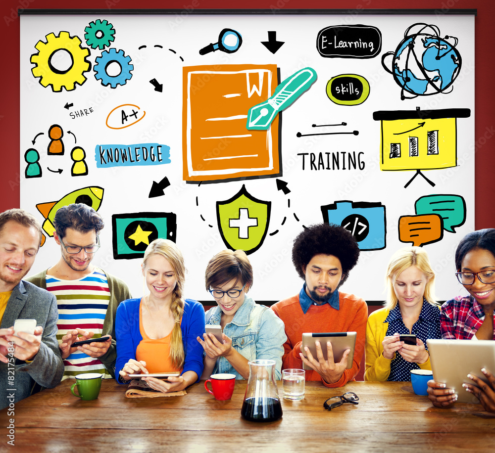 Poster knowledge training e-learning skills start up launch concept