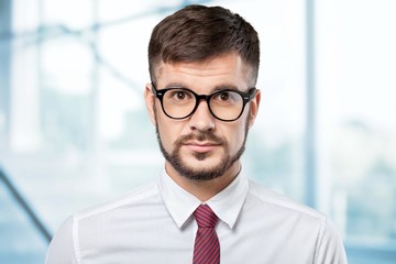Fototapeta premium Arrow. Young businessman has an idea