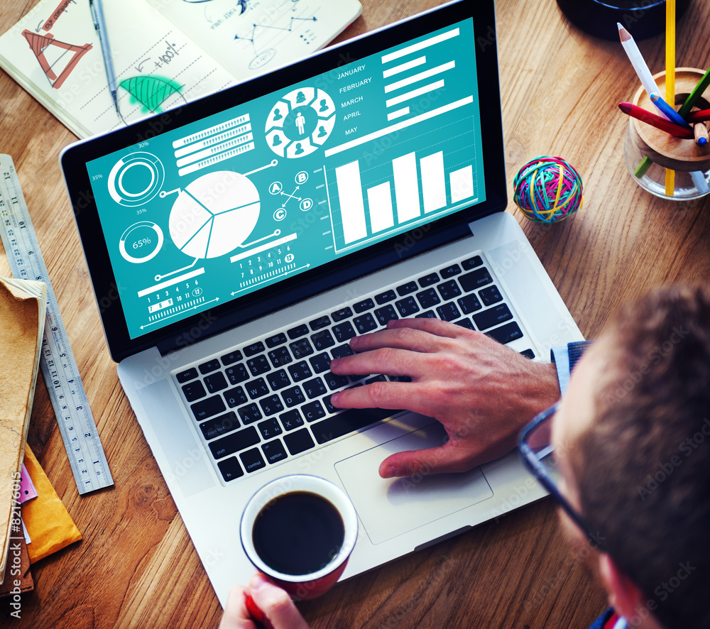 Poster bar graph chart data information infographic report concept