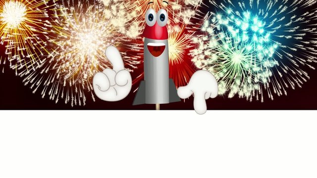 Funny Cartoon Rocket Fireworks Comic Hands