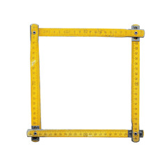 Old carpentry ruler isolated on white background