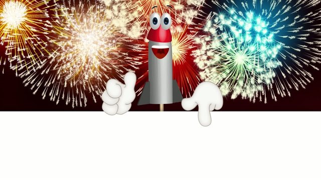 Funny Cartoon Rocket Fireworks Comic Hands