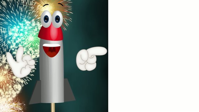 Funny Cartoon Rocket Fireworks Comic Hands