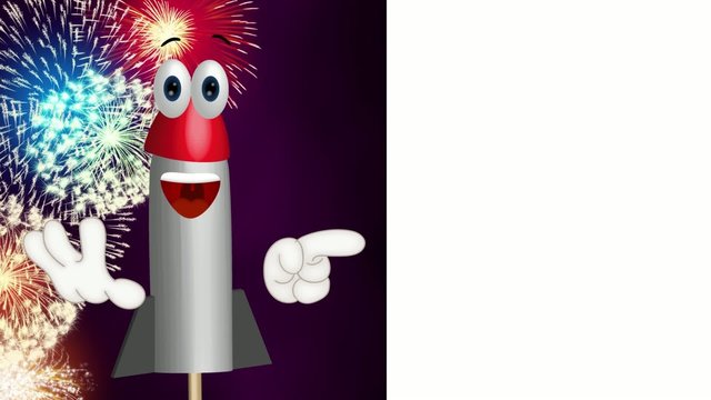 Funny Cartoon Rocket Fireworks Comic Hands