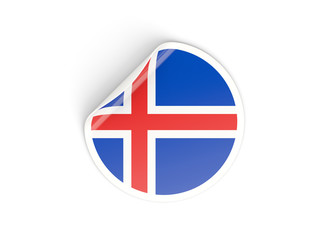 Round sticker with flag of iceland