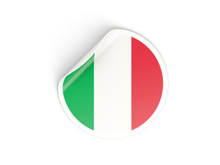 Round sticker with flag of italy