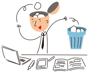 古い情報を捨てるビジネスマン