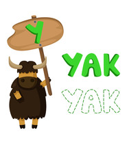 animal alphabet y with yak