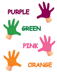hands colours with letters 