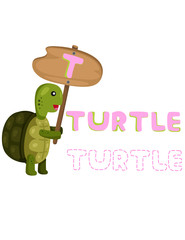 animal alphabet t with turtle